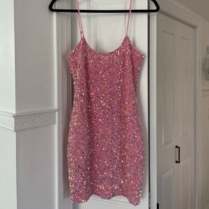 Lucy in the Sky Sequin Bodycon Pink Dress